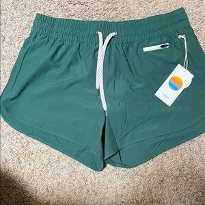 Vuori Green Athletic Shorts with Drawstring